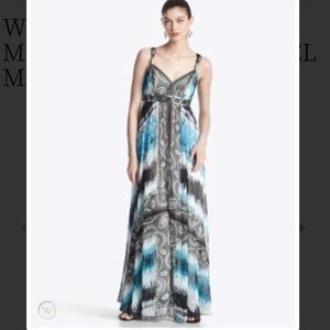 WHITE HOUSE BLACK MARKET SILK BLUE JEWEL MAXI